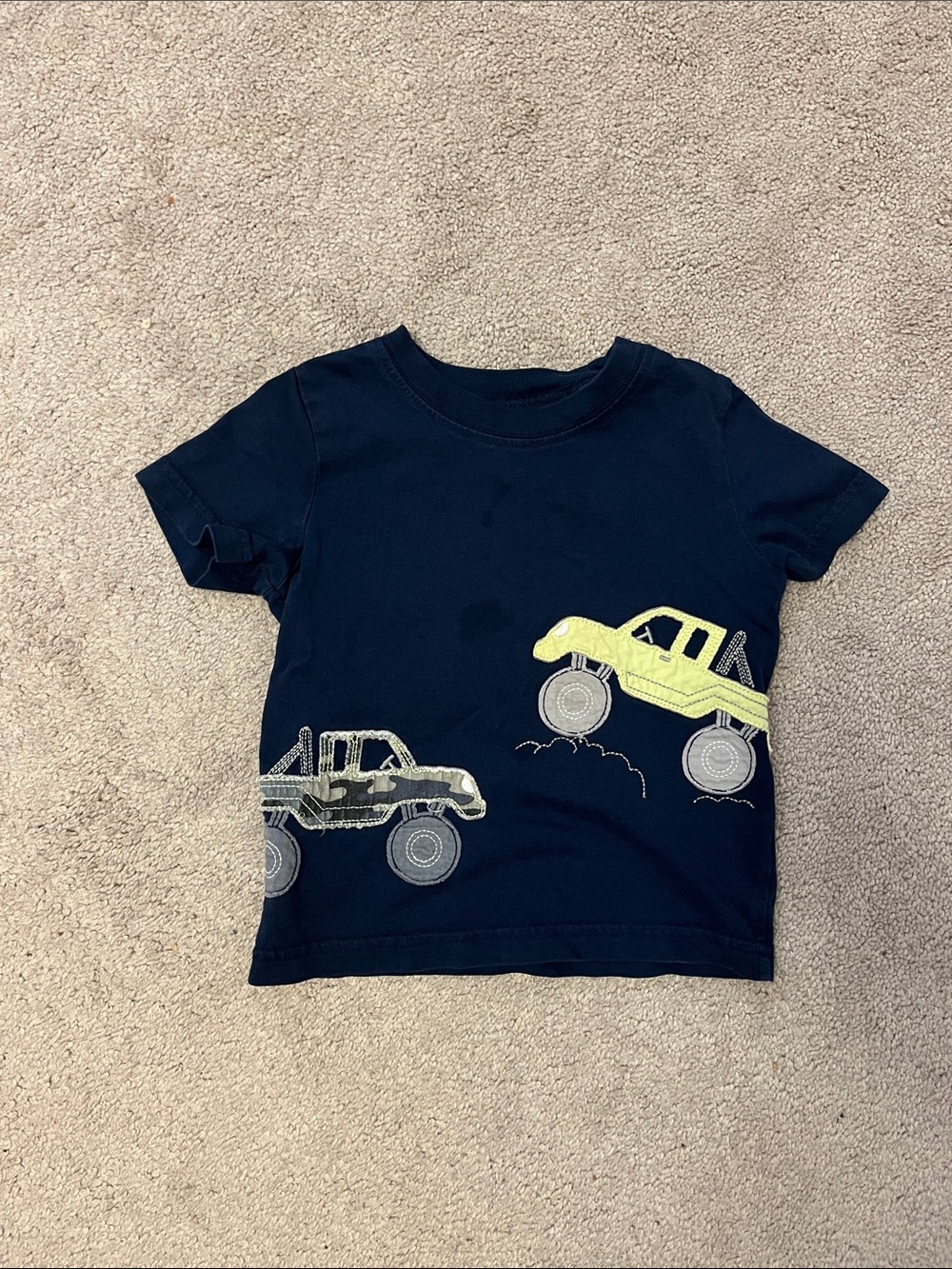 🍼Navy Kids T-Shirt with Yellow Monster Truck🍼